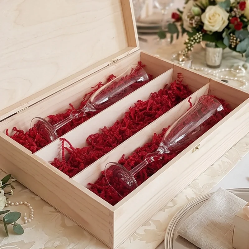 Individuelles Sektgeschenk mit Sektgläsern in bedruckter Holzbox