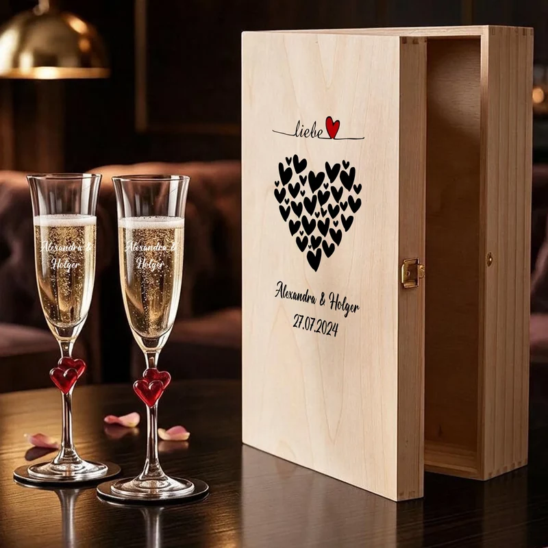 Sekt Geschenkset personalisiert mit deinen Namen und Hochzeitsdatum