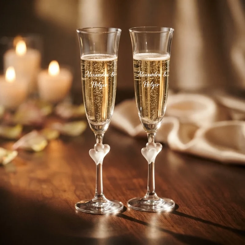 Sekt Geschenkset personalisiert mit deinen Namen und Hochzeitsdatum