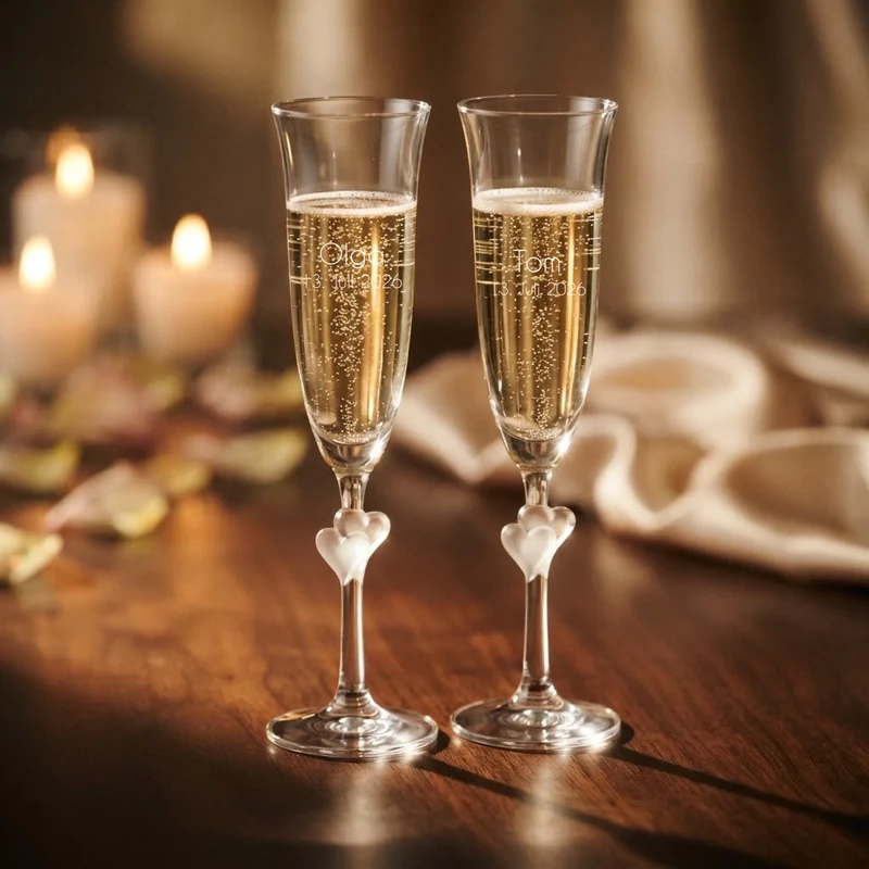 Hochzeit Sektgeschenk mit deinem Foto, Namen und Datum personalisiert