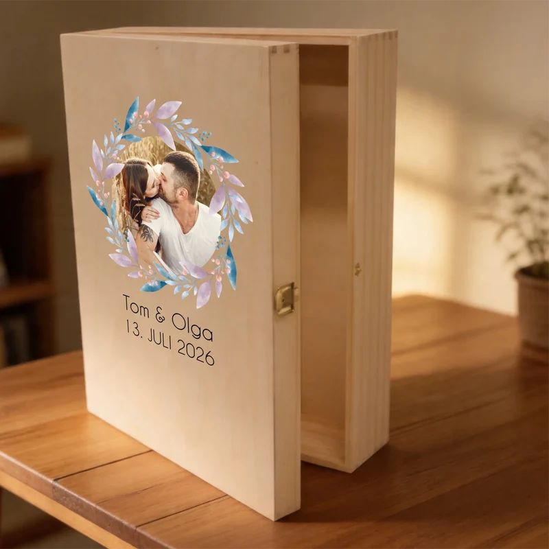 Hochzeit Sektgeschenk mit deinem Foto, Namen und Datum personalisiert