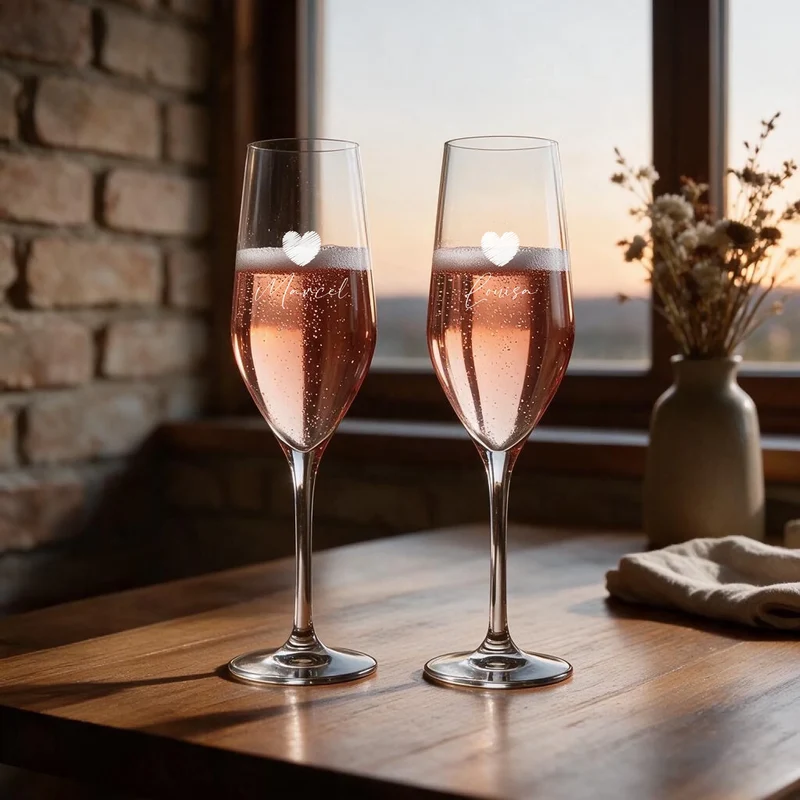 Individuelles Sekt Geschenk mit Sektgläsern in Holzkiste als Dankeschön