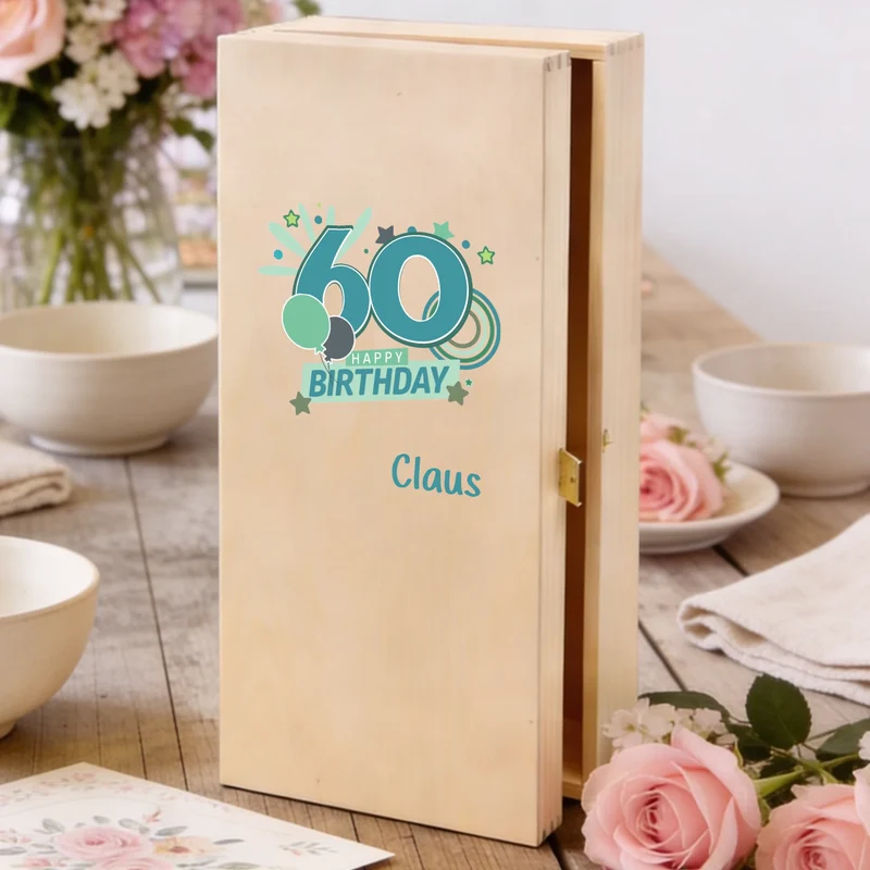 Individuell bedrucktes Sekt Geschenkset zum 60. Geburtstag