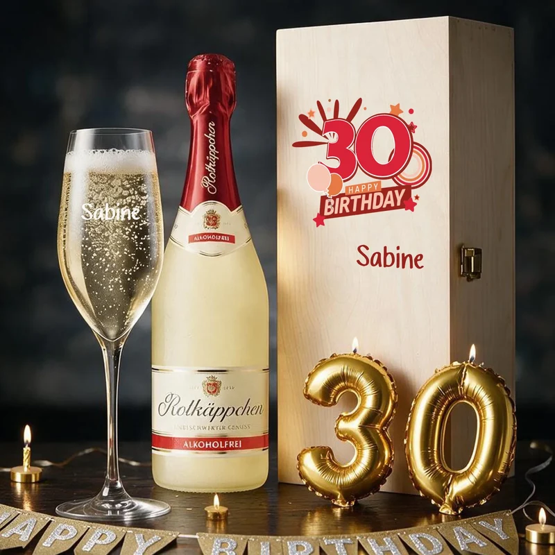 Individuelles Sekt Geschenk zum 30. Geburtstag mit deinem Wunschnamen