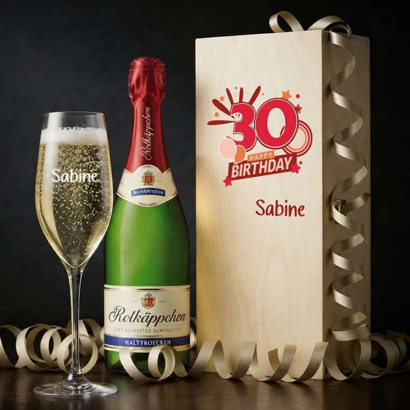Individuelles Sekt Geschenk zum 30. Geburtstag mit deinem Wunschnamen