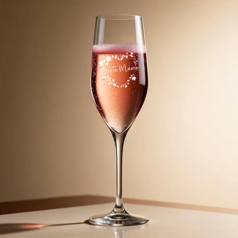 Geschenkset zum Muttertag/ für die Mama mit graviertem Sektglas in Holzkiste
