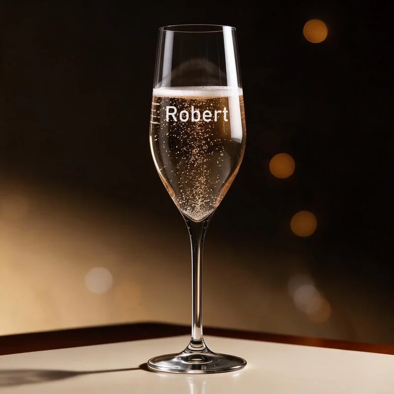 Geschenkset "Danke" mit personalisiertem Sektglas und Holzkiste