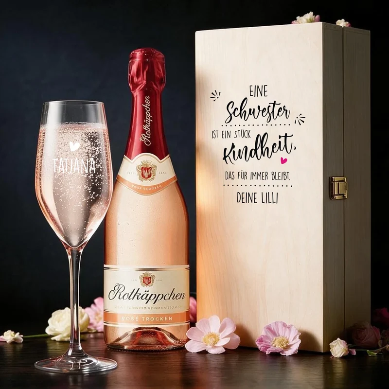 Personalisiertes Sekt Geschenkset für deine Schwester mit Rotkäppchen Sekt
