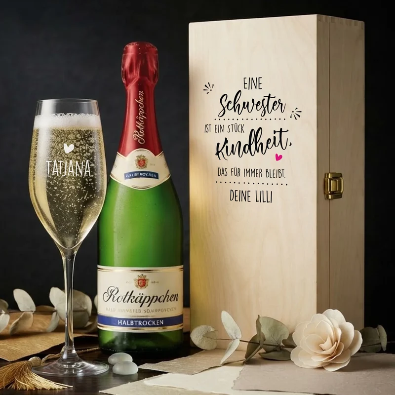 Personalisiertes Sekt Geschenkset für deine Schwester mit Rotkäppchen Sekt