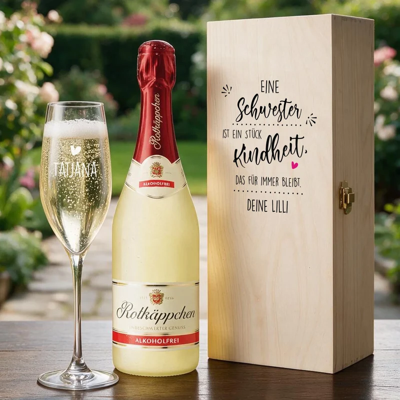 Personalisiertes Sekt Geschenkset für deine Schwester mit Rotkäppchen Sekt