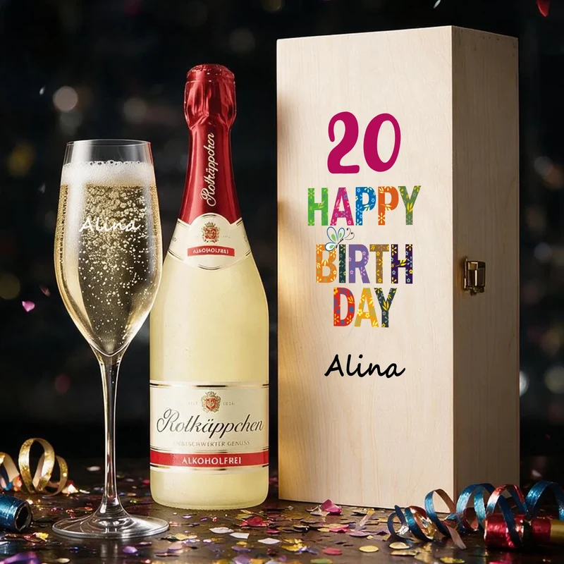 Individuelles Sekt Geschenkset zum Geburtstag mit deinem Wunschnamen