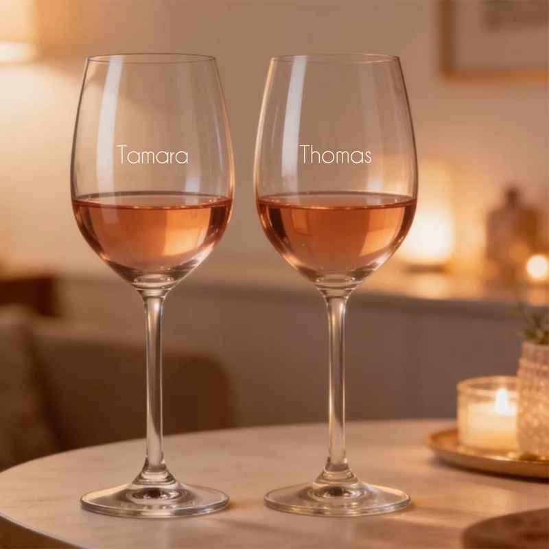 Weinset zur goldenen / silbernen Hochzeit mit Gläsern und Holzbox personalisiert