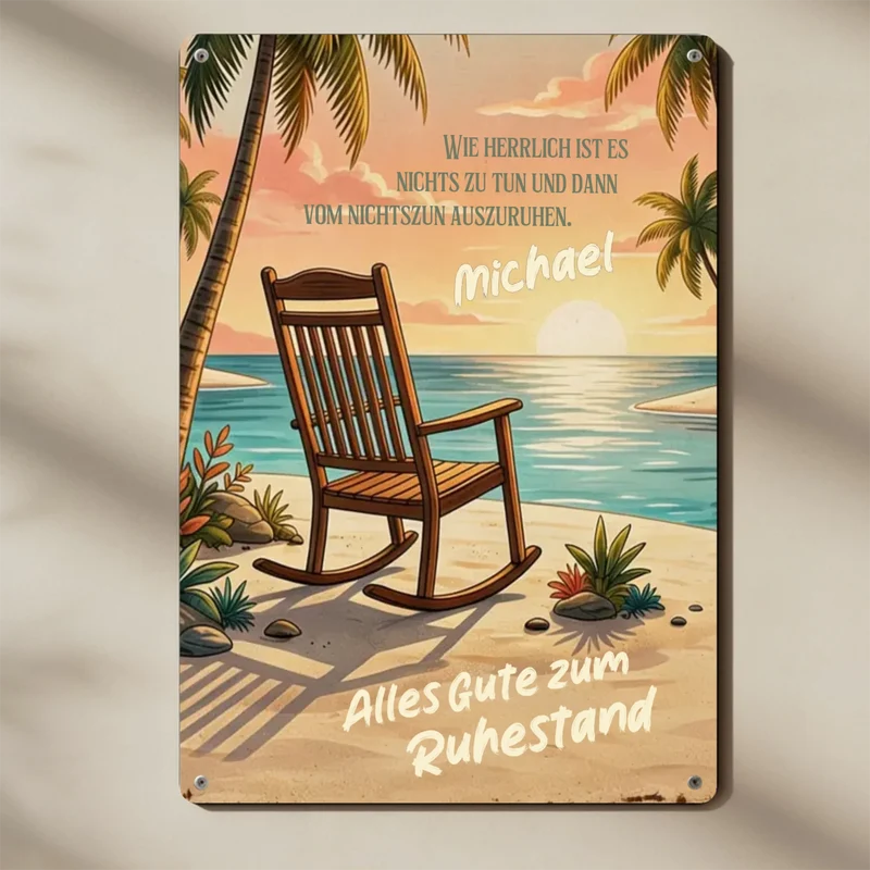 Bedrucktes Blechschild zum Ruhestand | Türschild | Blechschild mit deinem Wunschtext