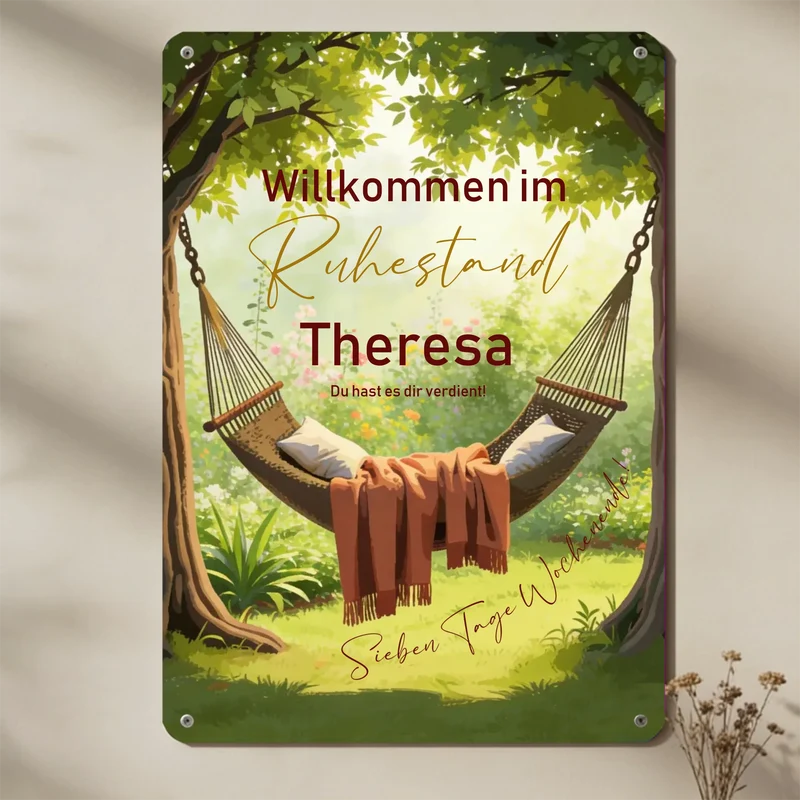 Ruhestand Blechschild | Türschild | Blechschild bedruckt mit deinem Namen