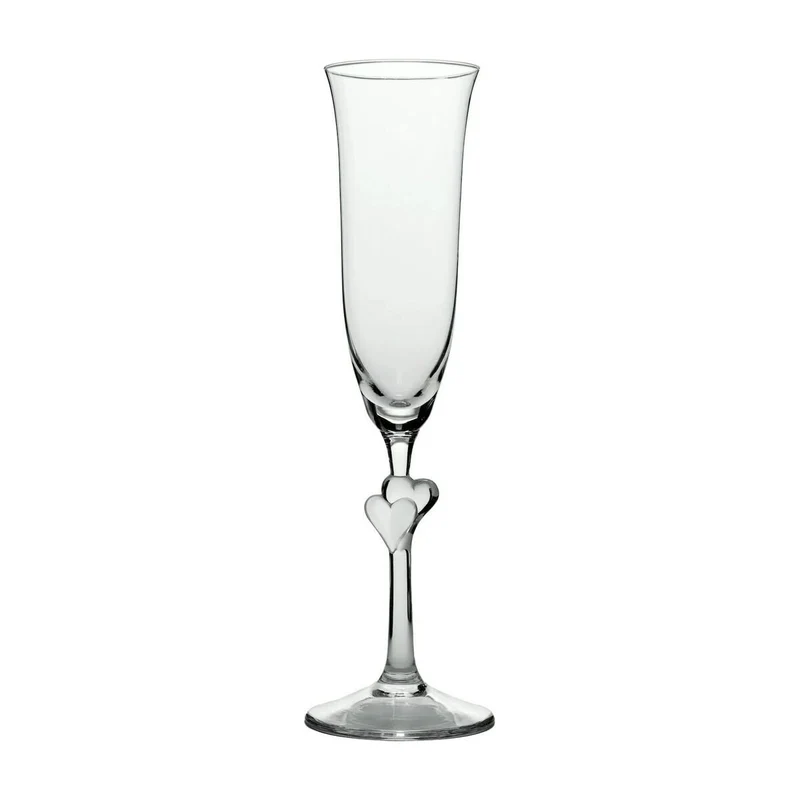 Sektglas Stölzle Lámour mit weißen Herzen und Gravur deines Logos / Designs 175 ml