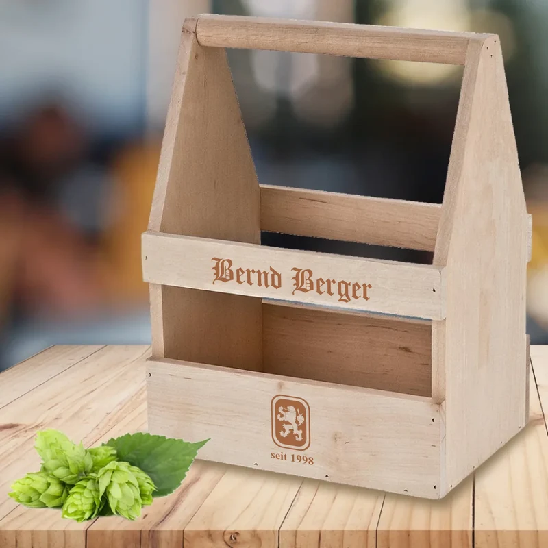 Männerhandtasche, Flaschenträger mit Gravur Name, Jahr