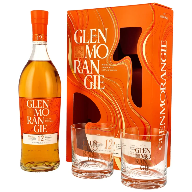 Glenmorangie The Original 12 Jahre mit 2 Glenmorangie Gläsern