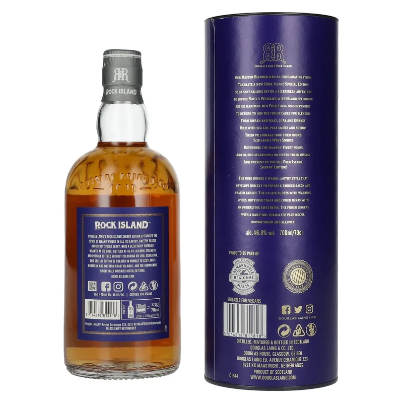 Douglas Laing ROCK ISLAND Sherry Edition Small Batch Blended Malt 46,8% Vol. 0,7l in Geschenkbox