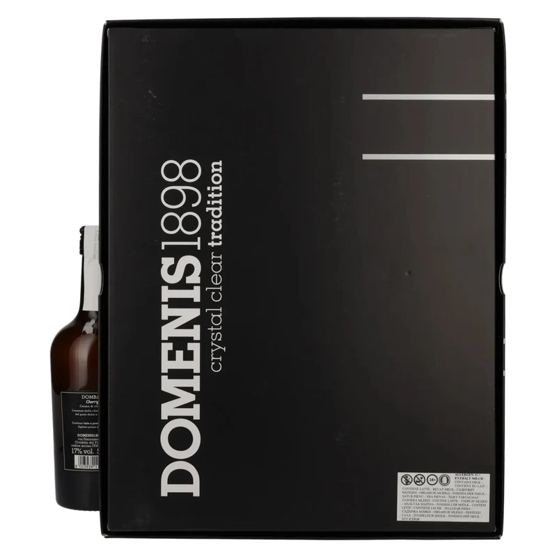 Domenis 1898 DOMBAY Cherry crema di ciliegie 17% Vol. 0,5l in Geschenkbox mit 2 Gläsern