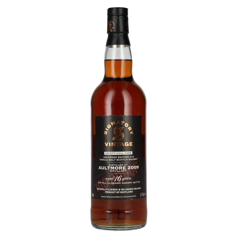 Signatory Vintage 100 Proof Edition AULTMORE 2009 16 Years Old Exceptional Cask #14 57,1% Vol. 0,7l