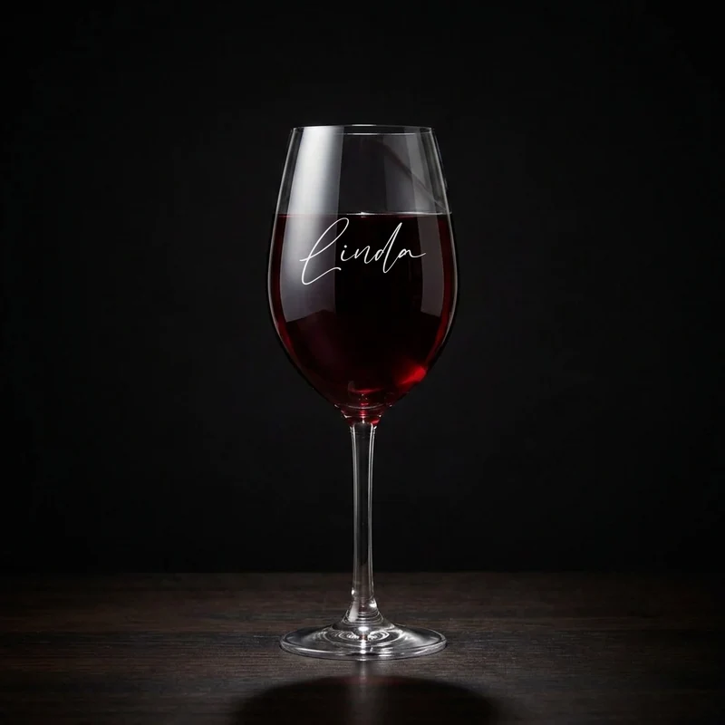 Persönliches Weinset mit bedruckter Holzkiste und graviertem Glas