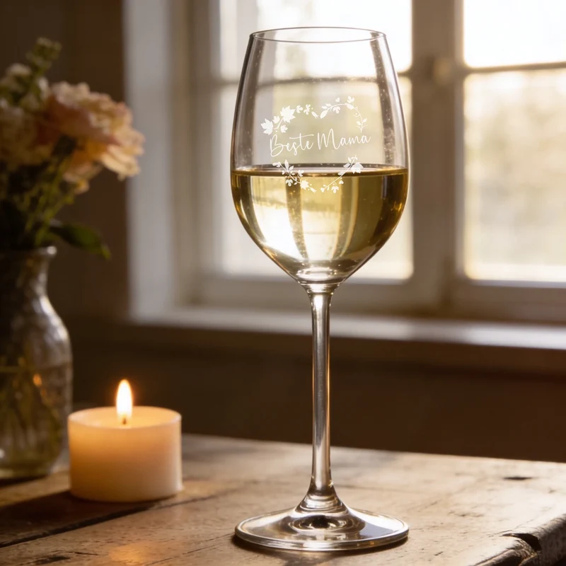 Personalisiertes Bree-Weinset mit Glas und Holzbox als Geschenk zum Muttertag