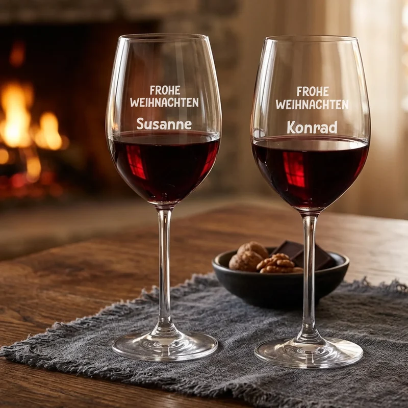 Personalisiertes Bree-Weinset mit Gläsern und Holzbox als Weihnachtsgeschenk