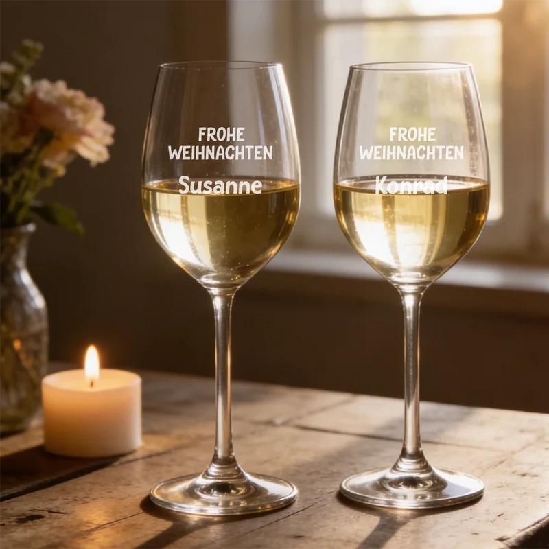 Personalisiertes Bree-Weinset mit Gläsern und Holzbox als Weihnachtsgeschenk