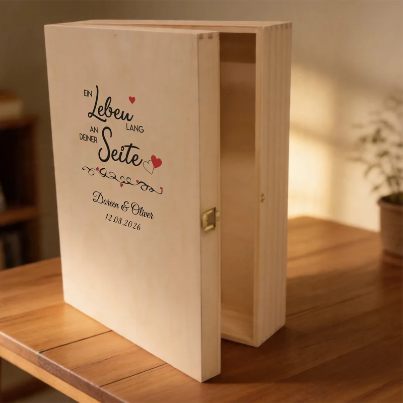 Wunderschönes Bree-Weinset "Ein Leben lang" mit gravierten Gläsern und bedruckter Holzbox