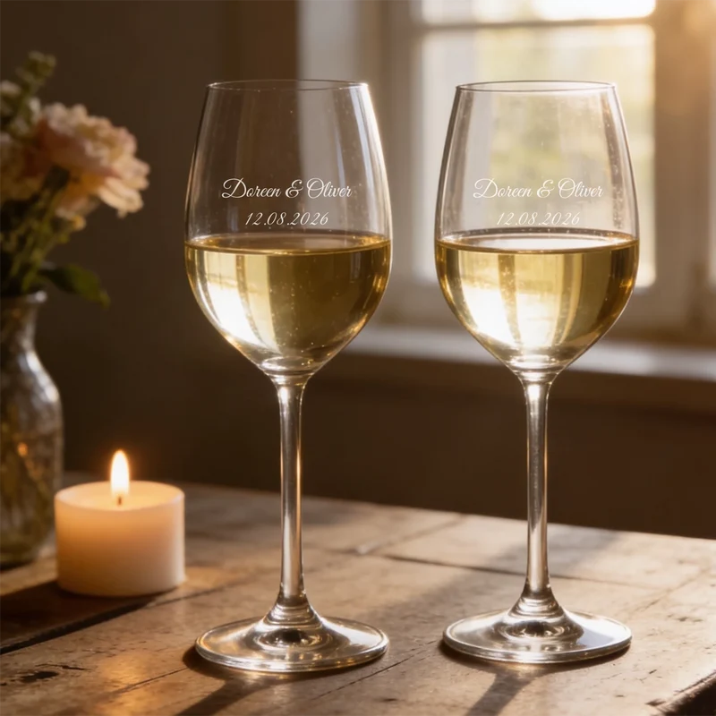 Wunderschönes Bree-Weinset "Ein Leben lang" mit gravierten Gläsern und bedruckter Holzbox