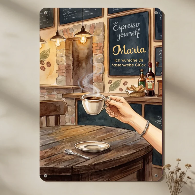 Espresso Yourself | Café | Türschild | Blechschild bedruckt mit deinem Namen