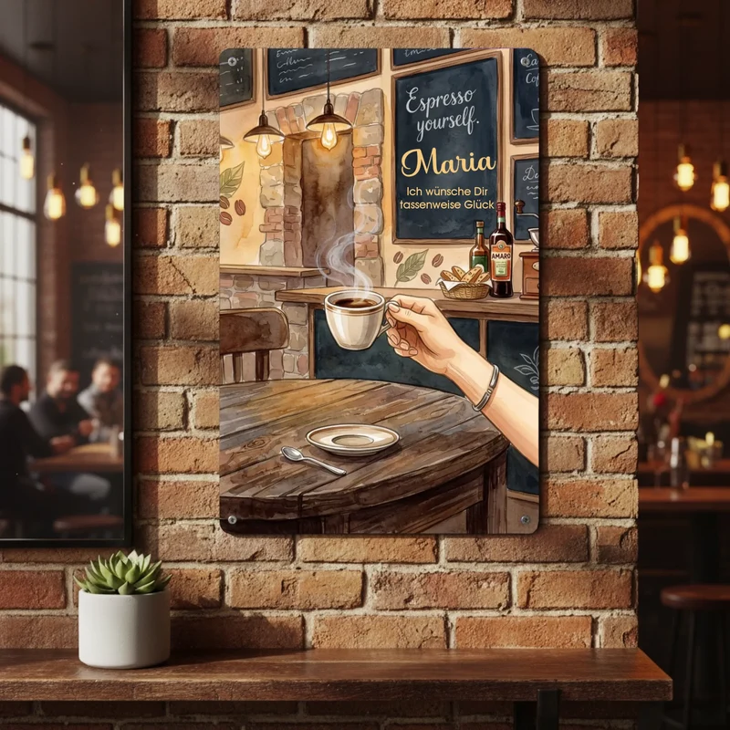 Espresso Yourself | Café | Türschild | Blechschild bedruckt mit deinem Namen
