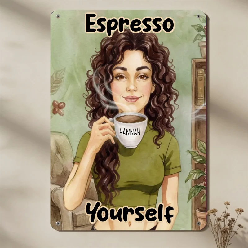 Espresso Yourself | Kaffee Metallschild | Türschild | Blechschild bedruckt mit deinem Namen