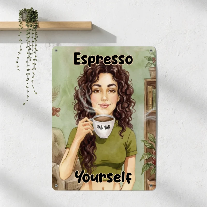 Espresso Yourself | Kaffee Metallschild | Türschild | Blechschild bedruckt mit deinem Namen