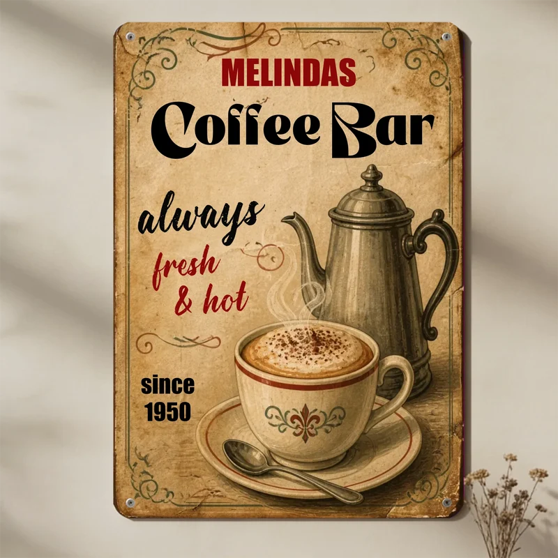 Coffee | Kaffee Metallschild | Türschild | Blechschild bedruckt mit deinem Namen