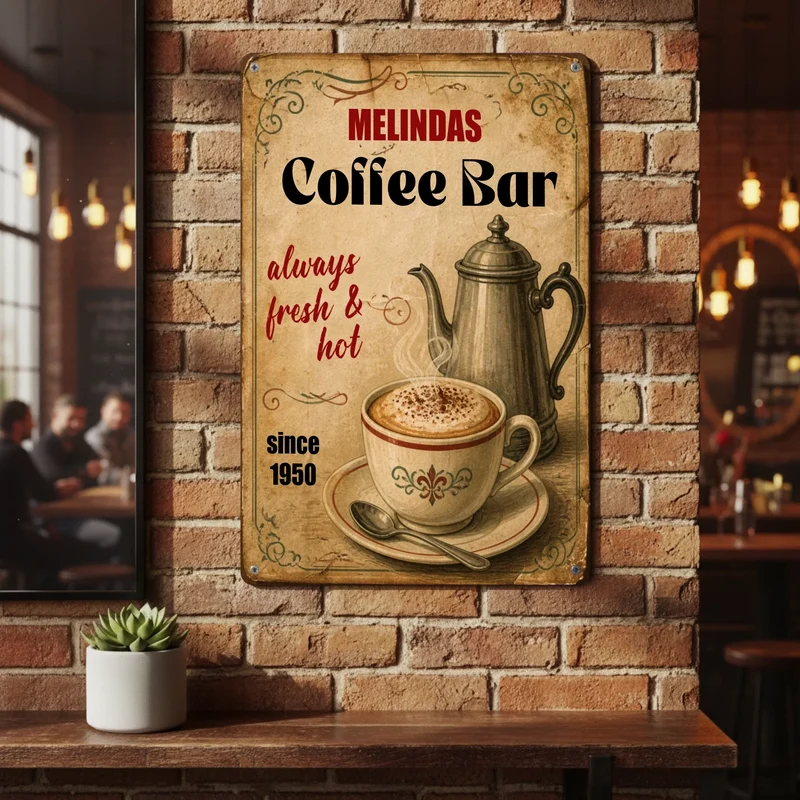 Coffee | Kaffee Metallschild | Türschild | Blechschild bedruckt mit deinem Namen