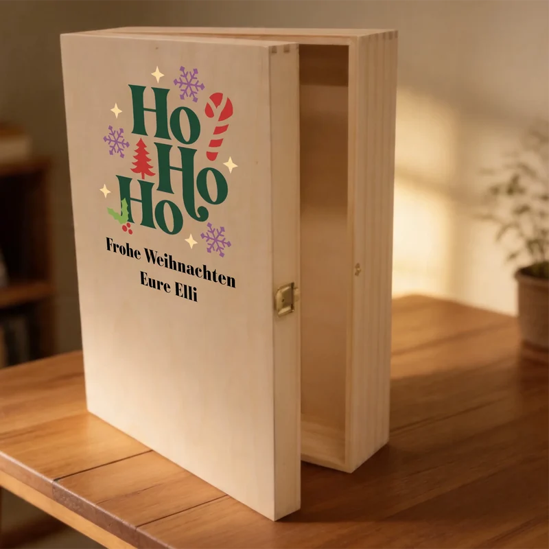 Bree-Weinset als Weihnachtsgeschenk mit Holzkiste und Gläsern personalisiert