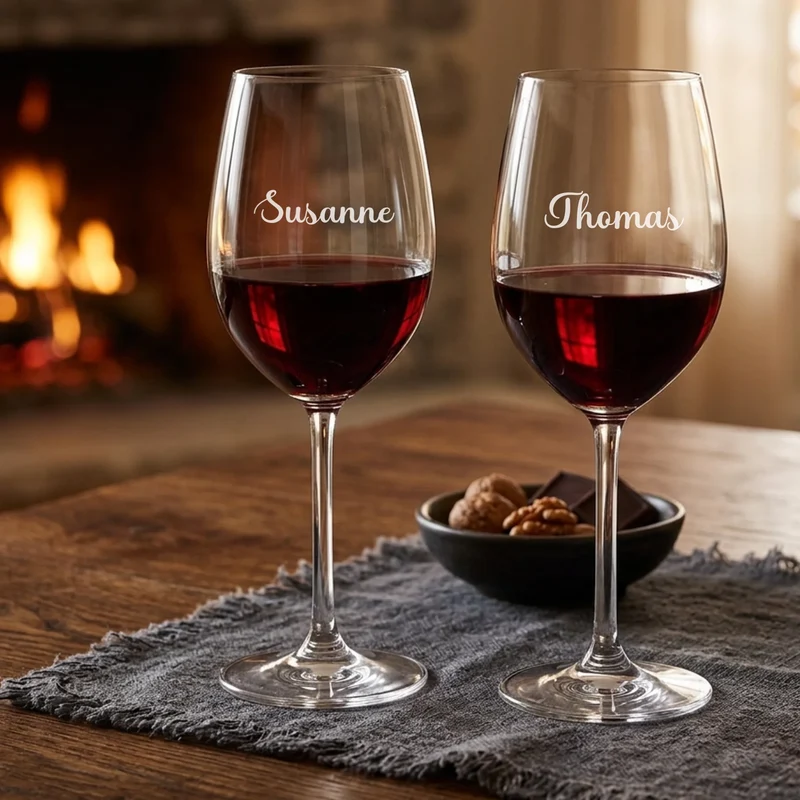 Personalisiertes Weihnachtsgeschenk Bree-Weinset mit Gläsern und Holzbox