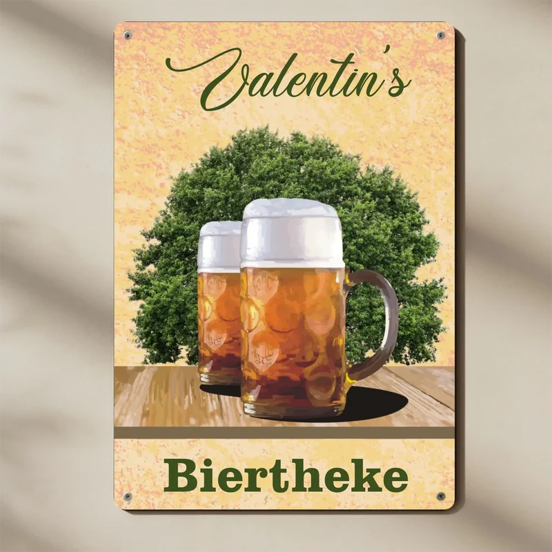 Individuelles Blechschild Biertheke mit deinem Namen bedruckt