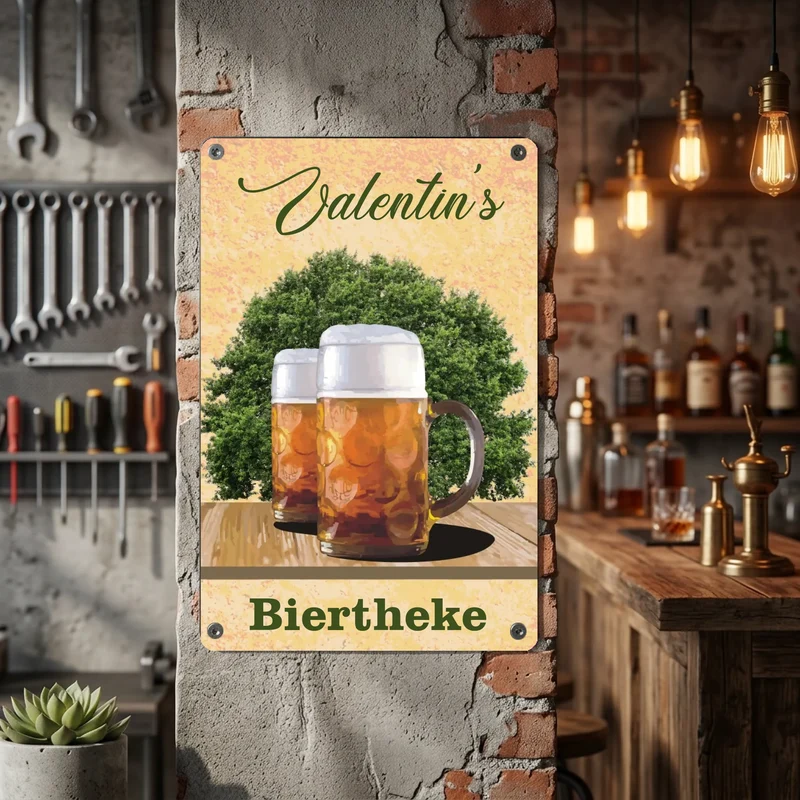 Individuelles Blechschild Biertheke mit deinem Namen bedruckt