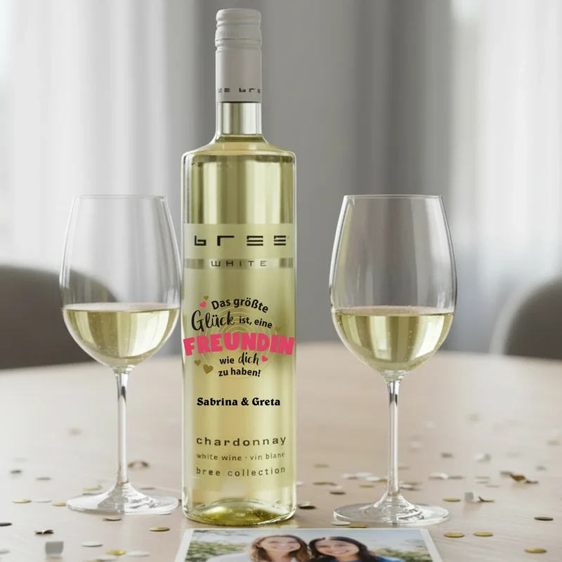Bedruckte Bree Weißwein | Rosé | Rotwein Weinflasche als Geschenk für deine Freundin