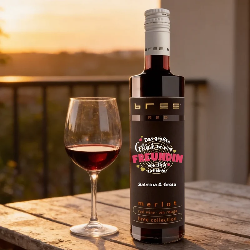 Bedruckte Bree Weißwein | Rosé | Rotwein Weinflasche als Geschenk für deine Freundin