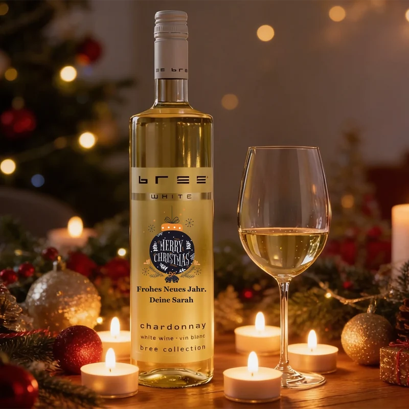 Bree Weißwein | Rosé | Rotwein als Weihnachtsgeschenk mit Wunschtext bedruckt