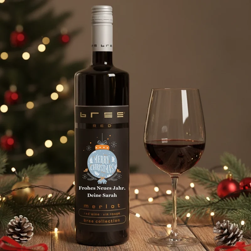 Bree Weißwein | Rosé | Rotwein als Weihnachtsgeschenk mit Wunschtext bedruckt
