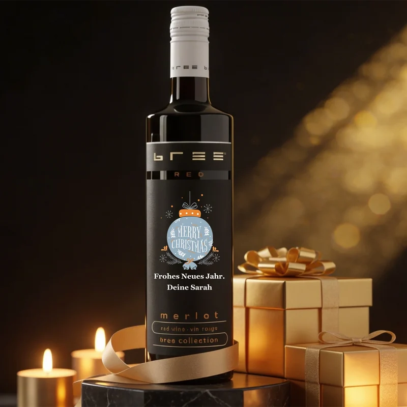 Bree Weißwein | Rosé | Rotwein als Weihnachtsgeschenk mit Wunschtext bedruckt