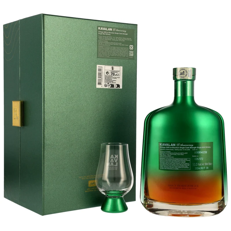 Kavalan 15 Jahre 2009/2024 15th Anniversary Ex-Bourbon Cask #B090814025B 50% 0,7l