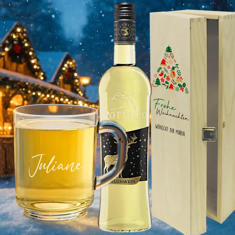 Rotwild Glühwein Geschenkset individuell graviert zu Weihnachten