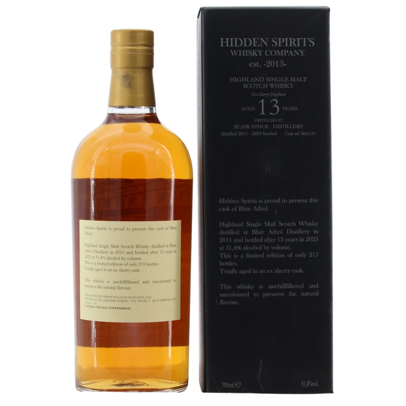 Blair Athol 13 Jahre Sherry Hogshead Single Cask #BA1125 Hidden Spirits 51,4% 0,7l