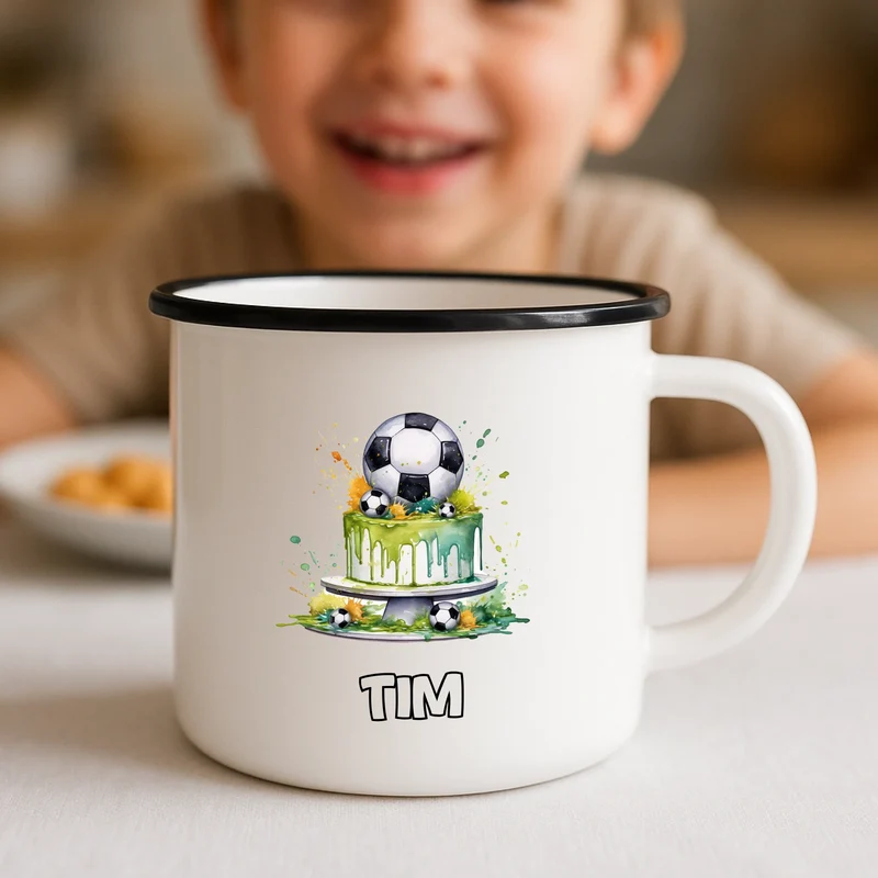 Bedruckte Emaille Tasse zum Geburtstag für Kinder