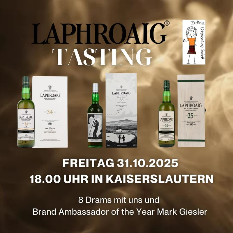 Laphroaig Super Premium Tasting - 8 Drams mit Ian Hunter Book 5 am 31.10.25 um 18Uhr